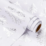 WRAPAHOLIC 3D Kraft Christmas Wrapping Paper Roll - Mini Roll - 17 Inch x 16.5 Feet - Silver and White Christmas Tree Wrapping Paper with Embossed Perfect for Holiday, Party Celebration WRAPAHOLIC