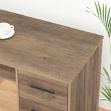 HSH Large L Shaped Home Office Desk with Drawers, Rustic L-shaped Computer Desk with Storage File Cabinet Shelves, Corner Reversible Metal Wood Executive Work Study Writing Table, 59 Inch Bedroom Desk HSH