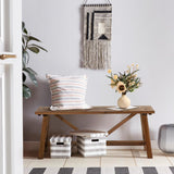 Wnutrees 43" Farmhouse Wood Bench, Narrow Bench, Long Bench Seat for Entryway, Living Room, Dining Room, Solid Wood, Natural Wnutrees