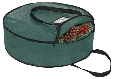 ProPik Christmas Wreath Storage Bag 36" - Garland Holiday Container with Tear Resistant Material - Featuring Heavy Duty Handles and Transparent Card Slot - 36” X 8” (Green) ProPik