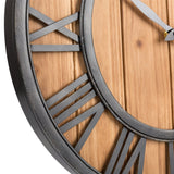 Oldtown Farmhouse Metal & Solid Wood Noiseless Wall Clock (Wood, 18-inch) Oldtown Clocks