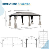 Domi Gazebo 10x20FT, Outdoor Gazebo with Double Roofs, Privacy Curtains, Mosquito Nettings, Heavy Duty Metal Frame Party Tent Canopy for Patio, Backyard, Deck, Lawn, Grey domi outdoor living