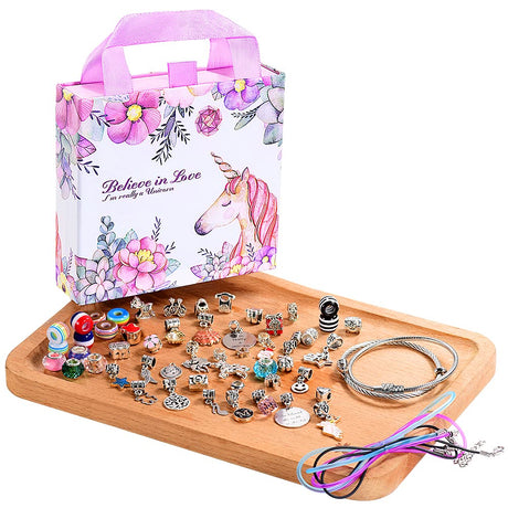 COO&KOO Charm Bracelet Making Kit, A Unicorn Girls Toy That Inspires Creativity and Imagination, Crafts for Girls Ages 8-12 with Jewelry Making Kit Perfect Gifts for 6 7 8 9 10 Girl Self-Expression! COO&KOO