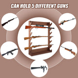 DoubleFill Gun Rack Storage Wooden Gun Rack Display Stand Wall Mount Indoor Holder for up to 7 Rifles or Shotguns Heavy Duty Wall Storage Display Rifle DoubleFill