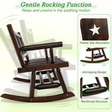 Giantex Outdoor Rocking Bench, Patio Loveseat Rocker for 2 w/Ergonomic Back & Log Arms, Carbonized Fir Wood Frame, Wooden Double Rocking Chair for Porch, Garden, 710 LB Capacity, Rustic Brown Giantex