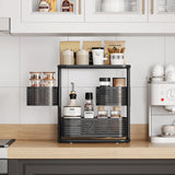 KINGRACK Bathroom Counter Organizer, 3 Tier Rotating Vanity Bedroom Storage cabinet, Cosmetic Holder Standing Shelf, Bathroom Tray for Countertop Storage, Kitchen Spice Rack, Black KINGRACK