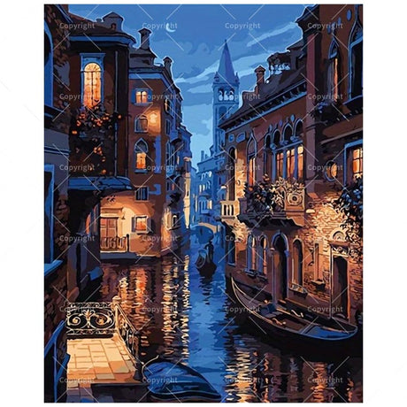 TAOPAOLAB Bright Cityscape Paint by Numbers Kit for Adults - DIY Venice Canal at Night Painting on Canvas 16x20 Inches, Acrylic Paint Set, Suitable for Beginners, Art for Home Decoration or Gifts TAOPAOLAB