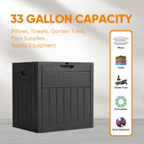 ZYJOYY 33 Gallon Resin Deck Box, Weatherproof Outdoor Storage Box for Patio, Garden, Pool, and Yard, Lockable Waterproof Bin for Tools, Cushions, and Accessories, Black ZYJOYY
