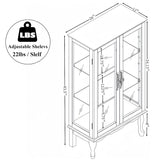 nifoti 43" H Lighted Curio Cabinet Display Case with Light Bulb, Glass Curio Cabinet with Adjustable Shelves & Tempered Glass Door, Wooden Cabinets w/Mirrored Back Pane for Living Room(Oak) nifoti