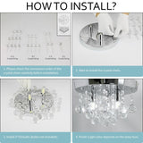 TISLYCO Modern Round Crystal Chandelier Ceiling Light,3 Light Crystal Flush Mount Small Chandelier, Silver Modern Ceiling Lamps Raindrop Chandelier Crystal Light Fixture for Bedroom, Hallway TISLYCO