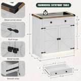 Farmhouse LED Storage Cabinet With Glass TOP,Smart Buffet Sideboard Cabinet with Charging Station,Standing Coffee Bar Cabinet With 2 Doors &Drawer for Bathroom,Kitchen,Living Room,Bedroom,White FREDEES