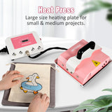 BetterSub 2in1 Combo Mini Portable Hat Press Heat Press Machine for Caps, T-Shirts, Bags, Handheld Easy Press for Vinyl, Sublimation, Heat Transfer Projects (Pink) BetterSub