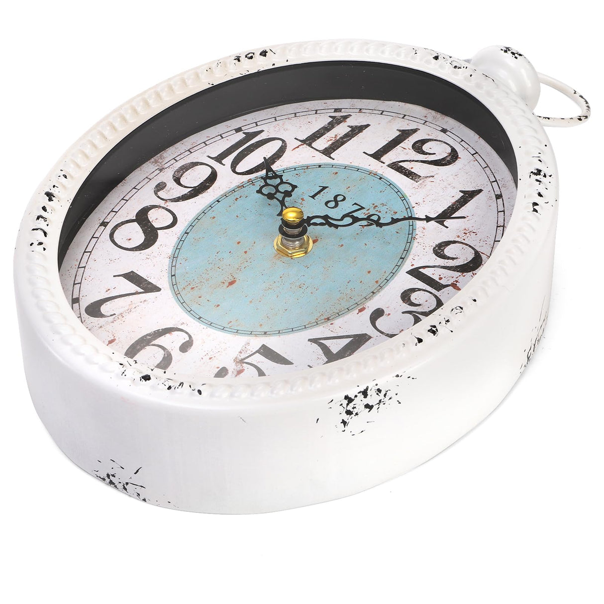 ZENFUN Oval Retro Wall Clock, Rustic Silent Clocks, Elegant Vintage Style, White Antique Design, Battery Operated Non Ticking Wall Clock for Kitchen,Farmhouse, Office(11.2" H x 6.7" W) ZENFUN