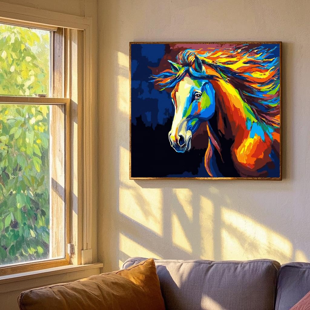 Horse Paint by Numbers Kit for Kids, Adults Paint by Number Kits on Canvas Kids Painting by Number Kit for Home Decor, Flying Horse Arts and Crafts 16x20inch KOMI