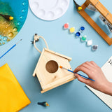Liliful 1 Set Wooden DIY Birdhouse Kit for Adults Unfinished Wooden Bird Houses with Paints and Paintbrushes Hanging Woodworking Christmas Craft Gifts Kit for Boy or Girl Classroom Birthday Activity Liliful