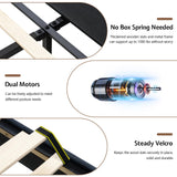 LUXOAK Adjustable King Bed Frame with Tufted Headboard and Wingback, Smart Adjustable Bed Base with Dual Motor & Remote Control, Velvet Upholstered Electric Bed Head Incline/No Box Spring Needed/Black LUXOAK