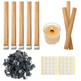 Phinicco 30 Sets Double-Layered Wooden Candle Wicks and Stands 5.1 X 0.5 Inch Natural Candle Wood Wicks Wooden Wicks Wood Wicks for Candles Making,Wooden Candle Wick with Base and Stickers, phi272c Phinicco