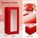 Honoson 24 Pcs Gift Boxes with Ribbon for Sublimation Glass Exhibition Boxes Transparent Gift Box for 12oz 16oz 20oz Drinking Glasses Jars Sublimation Glass Can Blanks Tumbler Gift Box(Red) Honoson