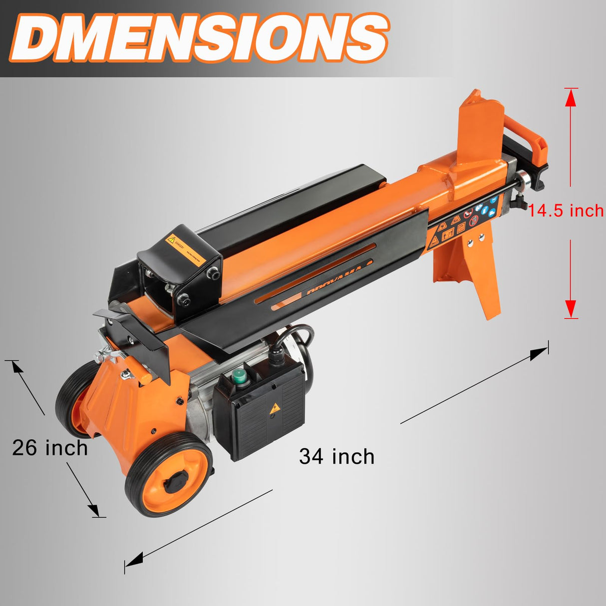 PROYAMA Log Splitter 6.5 Ton, Wood Splitter Electric Powered 15Amp, with Hydraulic Ram, Electric Firewood Splitting Machine, Horizontal PROYAMA