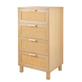 Graficial 4 Drawer Dresser, Dresser for Bedroom, Hamilton Rattan Chest of Drawers, Tall Bedside Storage Chest Dresser for Bedroom,Living Room, Oak Graficial