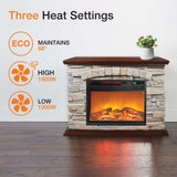 Lifesmart Large Square Infrared Faux Stone Fireplace, Fake Fireplace Heater with Mantel and Adjustable Settings for Living Room, Bedroom LifeSmart