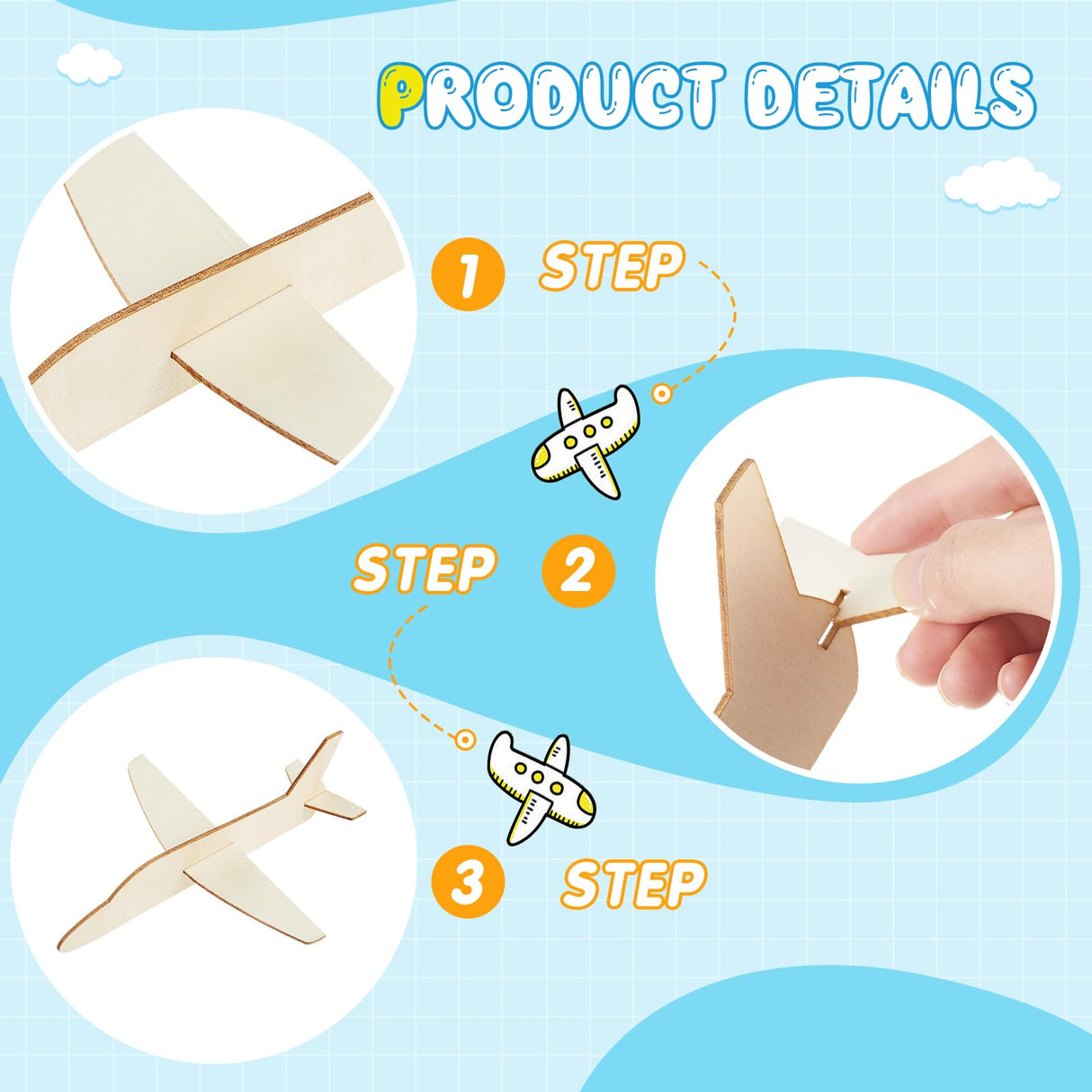 Gejoy 8 Packs Wooden Model Airplane Wood Planes DIY Balsa Wood Kits Handicraft Toy Plane for Birthday Carnival Party(Airplane) Gejoy