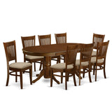 East West Furniture VANC9-ESP-C 9 Piece Modern Dining Table Set Includes an Oval Wooden Table with Butterfly Leaf and 8 Linen Fabric Upholstered Dining Chairs, 40x76 Inch, Espresso East West Furniture