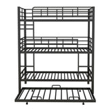 Zyerch Metal Twin Size Triple Bunk Bed with Trundle for 4, Twin Over Twin Over Twin 3 Bunk Beds with 2 Ladders & Guardrails, Convertible to 3 Separate Beds for Kids Teens, Bedroom Homestay, Black Zyerch