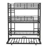 RuiSiSi Triple Bunk Bed Twin Over Twin Over Twin with Trundle for 4 Heavy Duty Metal Bunk Beds Frame, Can Be Divided Into 2 Beds（Black） RuiSiSi