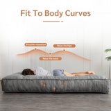 YOSHOOT 8 Inches Futon Mattress Full Size, Thick Futons Sofa Couch Bed, Floor Mattress for Adults, Shredded Foam Filling, Medium Firm(Frame Not Included), Grey YOSHOOT