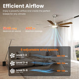 Hisummer 52 inch Modern Ceiling Fan with Light and Remote, Large Farmhouse Ceiling Fan with Lights, Silver White Ceiling Fan with Light for Bedroom Living Room Kitchen Garage, 6 Blade, 6 Speeds Hisummer