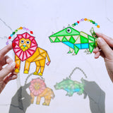 Winlyn 24 Sets Jungle Animal Suncatcher Decorations DIY Window Paint Art Craft Kits Safari Animal Sun Catchers Rainbow Painting Kit for Kids Classroom Activities Summer Camping VBS Party Art Project Winlyn
