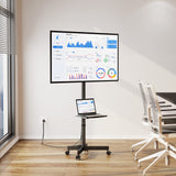 GREENSTELL TV Stand with Power Outlet, Mobile TV Cart on Wheels for 23-60 inch LED LCD Flat Curved Panel Screen TVs, up to 88 lbs, Height Adjustable Rolling TV Stand with AV Shelf, Max VESA 400x400mm GREENSTELL