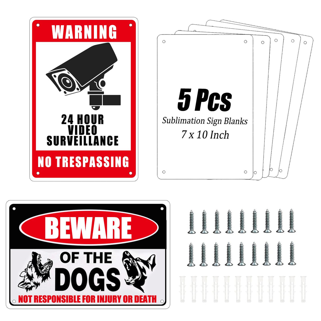 ToBeAce 5 Pcs Sublimation Metal Sign Blanks 7x10 Inch, Aluminum Sublimation Yard Sign Blanks, Sublimation Photo Blanks with Holes Screws DIY Sign Photo for Ourdoor Indoor Garden Yard (Thick 0.45mm) ToBeAce