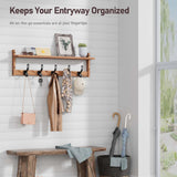 Tatub 29'' Coat Rack Wall Mount with Shelf, Wood Wall Hooks with Storage, Entryway Shelf with 5 Hangers for Bathroom, Living Room, Bedroom, Rustic Brown Tatub