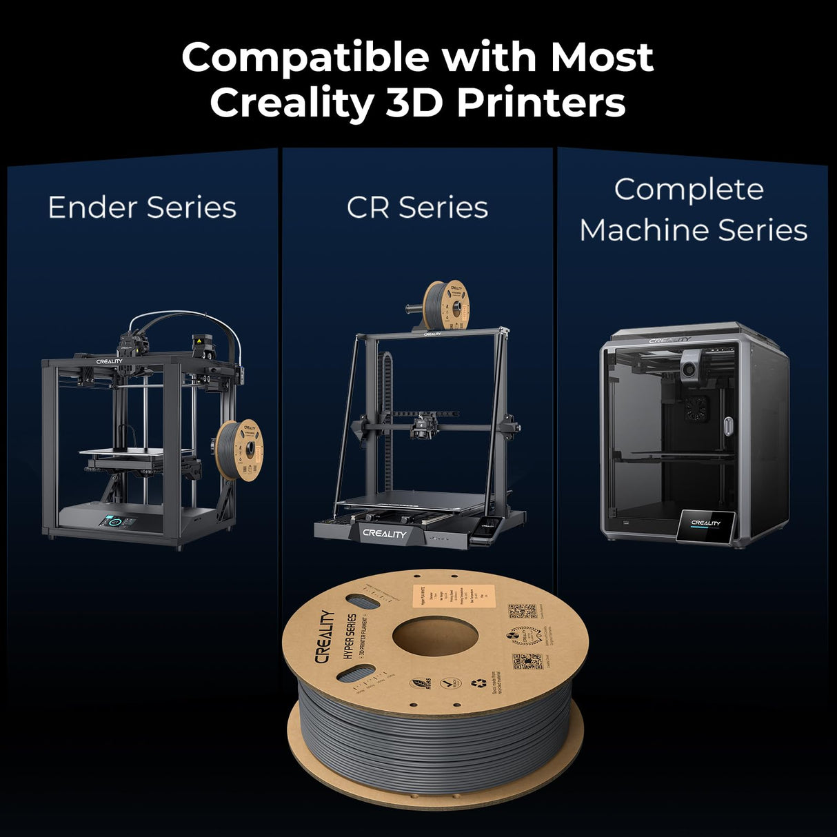 Creality ABS Filament 1.75mm for K1 Max, 3D Printer Filament ABS Designed for High Speed 350mm/s, High Impact Resistance, Odorless Non-Toxic and Without stringing or Clogging, 1kg(2.2lbs) ABS Black Creality