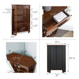 Leick Home Mantel Height Corner Bookcase with Drawer Storage, Made with Solid Wood, for Entryway, Living Rooms, Home Office, Bedroom, Mission Oak Finish, 12"D x 32"W x 50"H, Brownbronze Leick Home