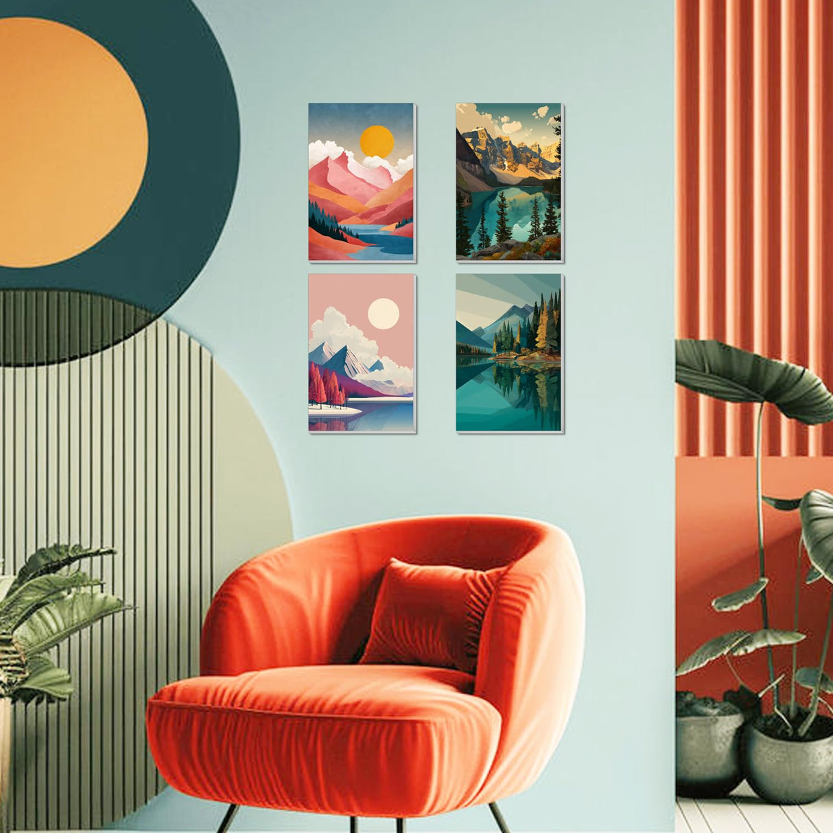 4 Pack Framed Paint by Numbers Kit for Adults Beginner Canvas Painting by Numbers for Adults Landscape Easy Adult Paint by Number Kits with Frame Mountain Watercolor Painting by Number 8x12 Inch obterie