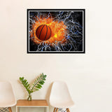 SKRYUIE 5D Flame Basketball Diamond Painting Kits - DIY Diamond Art Kits for Adults Fire, Full Round Drill - Crystal Cross Stitch - Adults Craft for Wall & Office Decor - 12x16inch（30x40cm） SKRYUIE