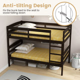 Giantex Espresso Twin Over Twin Bunk Bed with Detachable Design, High Guardrails & Integrated Ladder Giantex