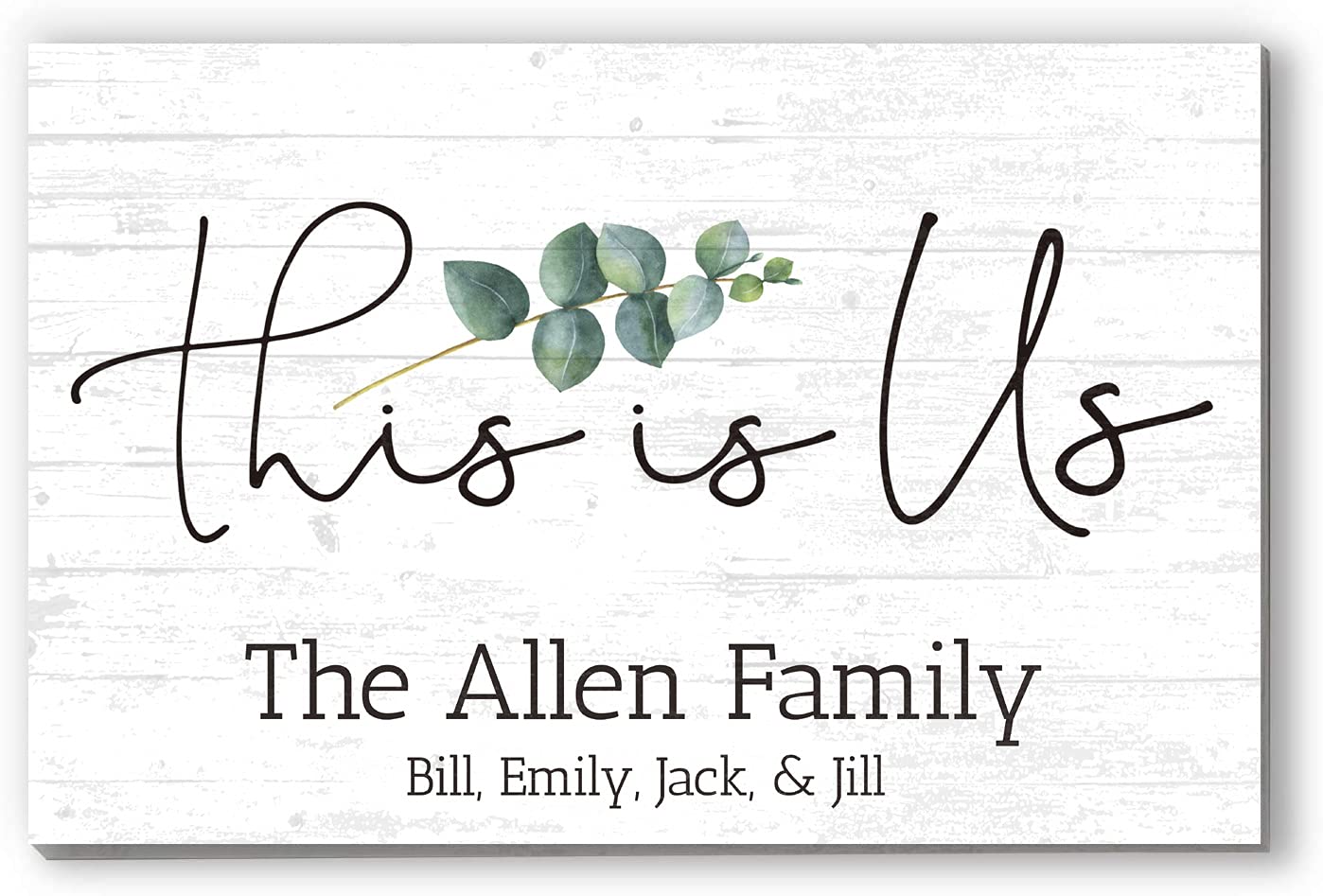 This is Us Sign Solid Wood Personalized Family Farmhouse Decor Wall Art - 16.5” x 10.5” - WoodArtSupply