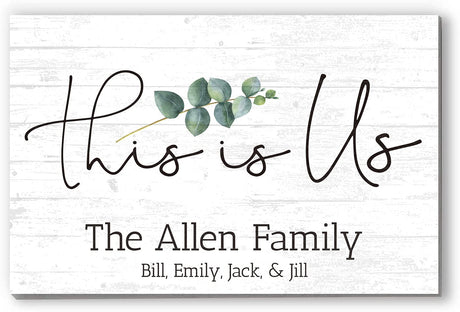 This is Us Sign Solid Wood Personalized Family Farmhouse Decor Wall Art - 16.5” x 10.5” Broad Bay