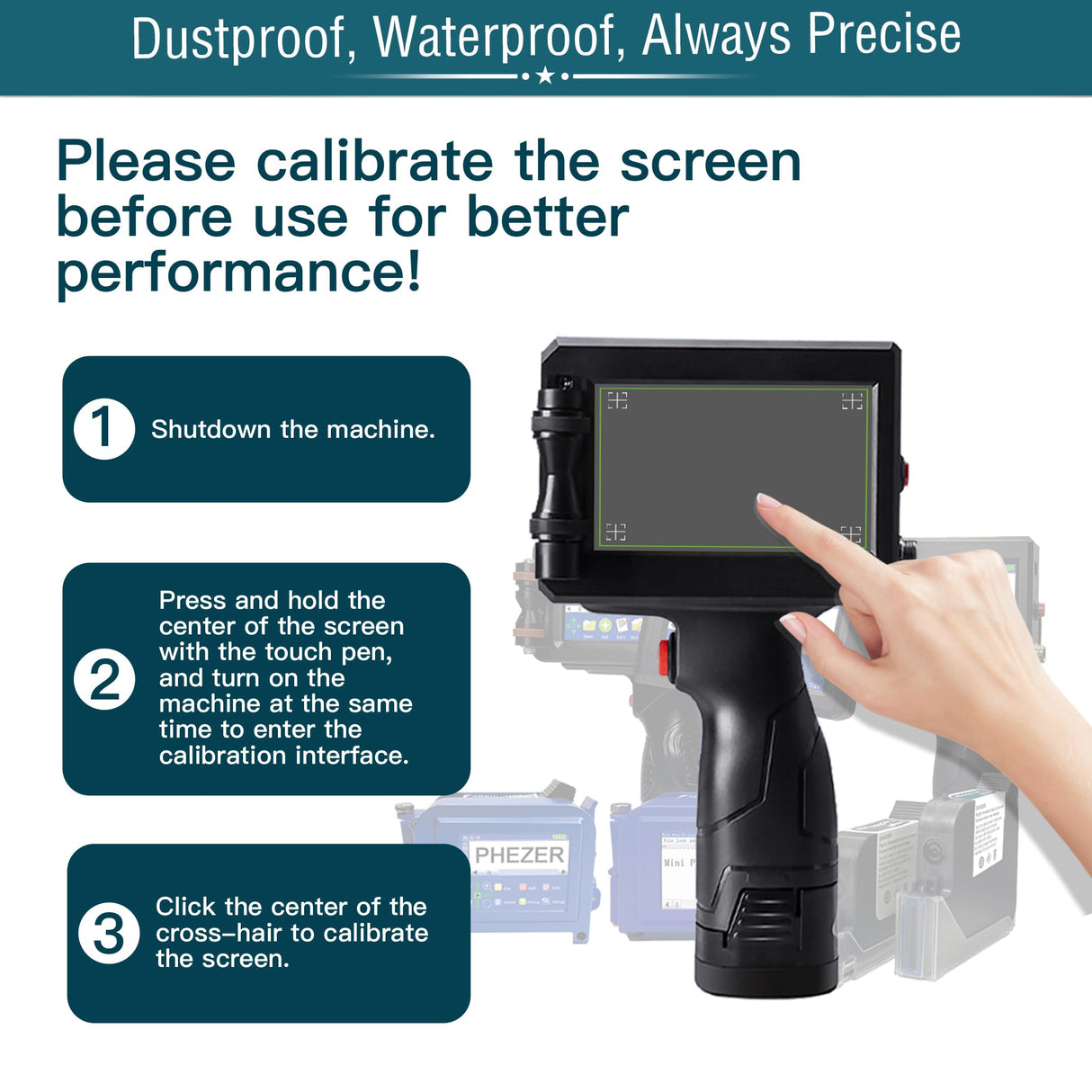 Phezer P15 Handheld Inkjet Printer for Flat Surface 0.5 Inch Nozzle for QRCode Barcode Production Date Time Logo Batch Number Print On Glass Bag Carton Box Wood Cloth Plastic Cable (25 Languages) Phezer