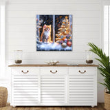 DAZZLEDOTS Diamond Art Kits for Adults, Cat Diamond Painting 5D Diamond Art for Beginners Window Winter DIY Full Drill Paint by Diamonds Dot Christmas Gem Art for Home Wall Decor 13.8x13.8inch DAZZLEDOTS