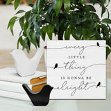 Every Little Thing is Gonna Be Alright Birds Wooden Box Sign Farmhouse Wood Box Sign Spring Art Blocks Desk Shelf Tabletop Home Decor (with 2 Wood Bird Statues) Bifez