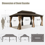 Domi 12'x20' Hardtop Gazebo Canopy Metal,Outdoor Aluminum Gazebo with Galvanized Steel Double Roof,Curtain and Netting,Permanent Gazebo Pavilion for Patio Deck,Backyard domi outdoor living
