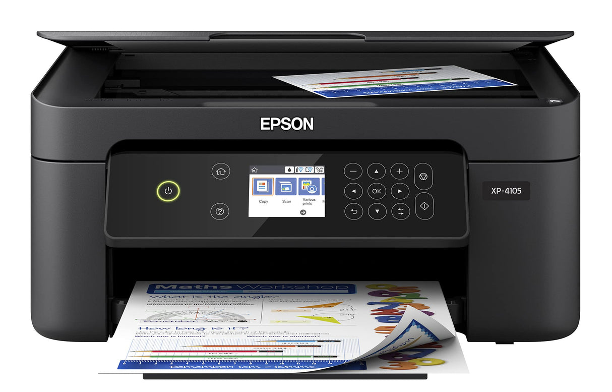 Epson Expression Home XP-4105 Wireless All-in-One Color Inkjet Printer, Black - Print Copy Scan - 10.0 ppm, 5760 x 1440 dpi, 2.4" LCD, Auto 2-Sided Printing, Voice Activated, DAODYANG Printer_Cable Epson
