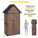 Outdoor Storage Shed,Vertical Wooden Tool Shed with Waterproof Roof,Adjustable 3 Tiers Shelves,Storage Tool Cabinet Box with Metal Frame Sloped Roof for Backyard Garden Patio Lawn (Dark Brown) Aivituvin