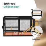 TIMHAKA 80'' Chicken Coop with Nesting Box, Outdoor Duck Coop, Chicken House for Outside, Wooden Chicken Coops with Run & Waterproof Asphalt Roof, Wheels, Removable Tray and Hanging Chicken Feeder TIMHAKA