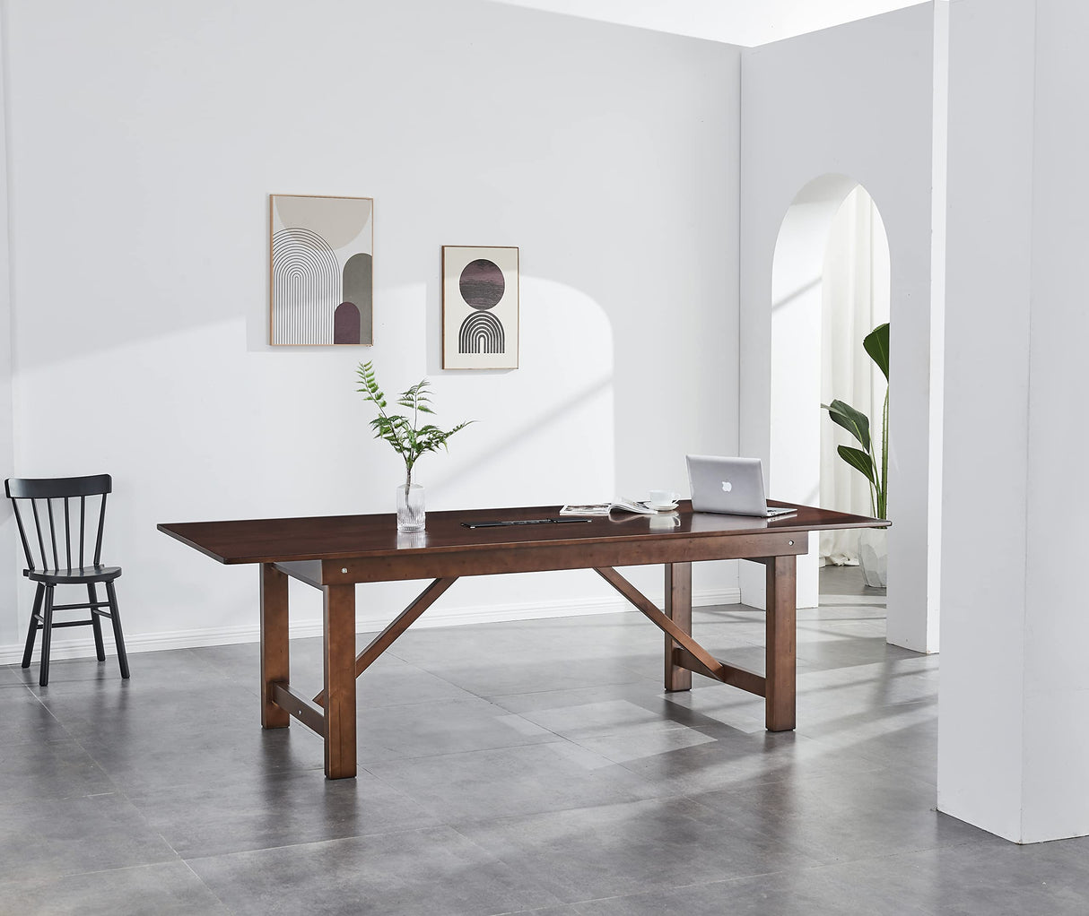 woJKod Pine Wood 8FT Table Rectangular, Kitchen Dining Table, Modern Conference Desk Table for Office-Bouns Socket/Console woJKod